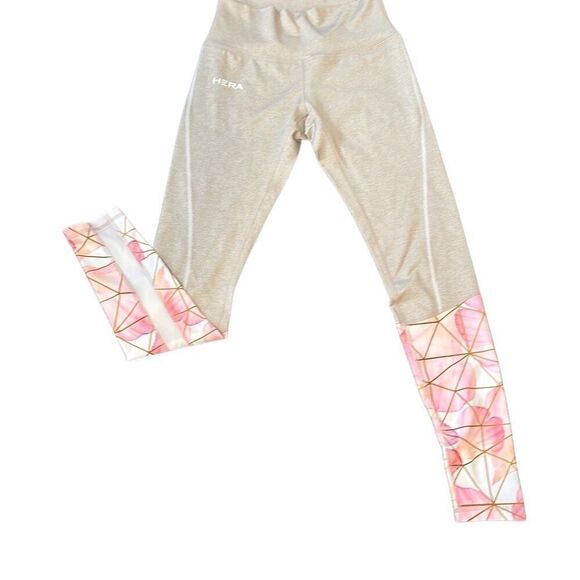 Hera Tan Pink Workout Athletic Gym Yoga Leggings S - Picture 1 of 8